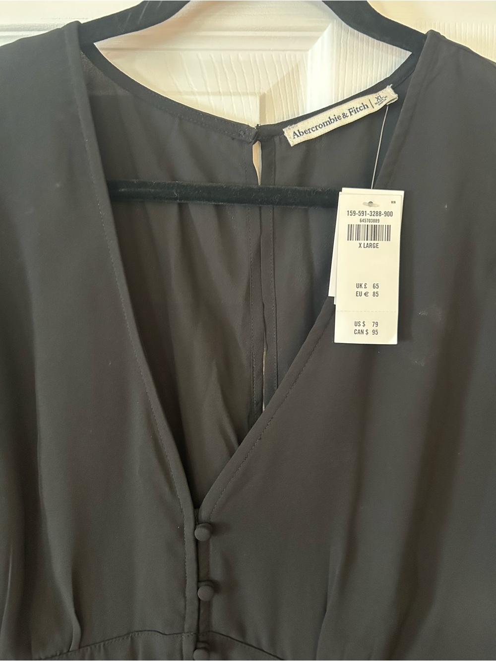 Abercrombie & Fitch Black Long-Sleeve Mini Dress with Button Front - Picture 3 of 7